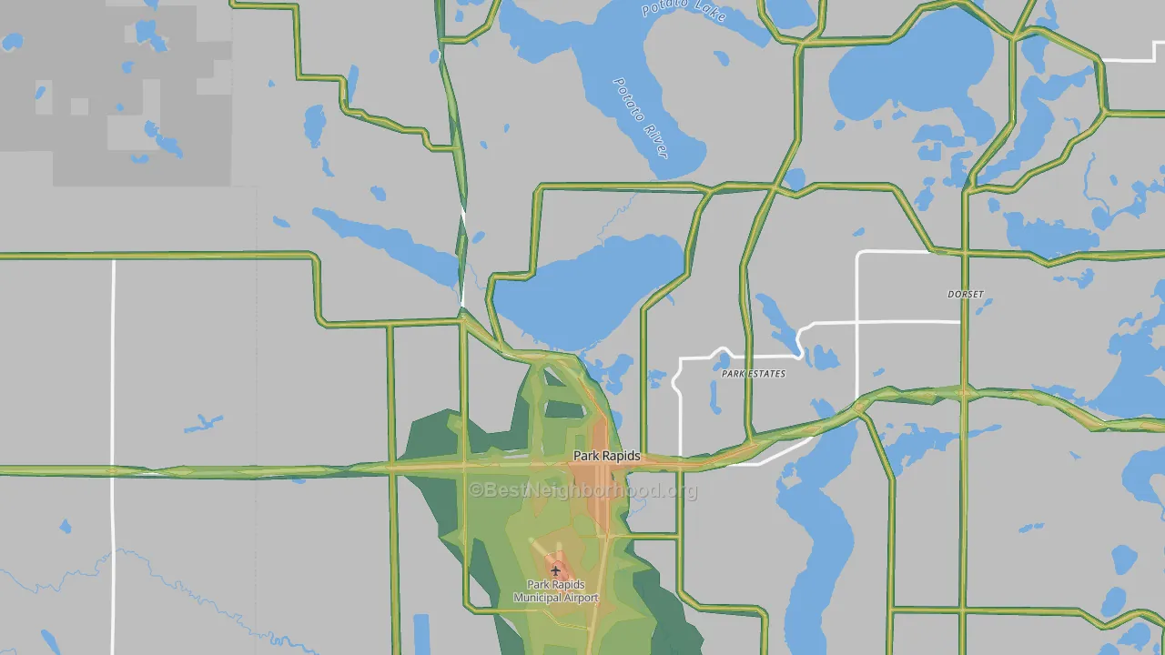 Park Rapids, MN Map of Noise Levels in Park Rapids