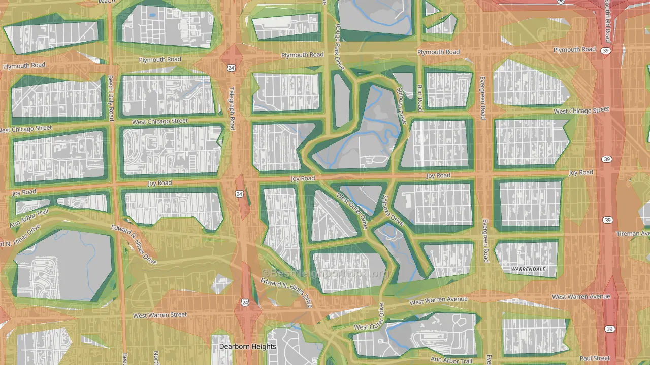 Park, Redford, MI Map of Noise Levels in Park