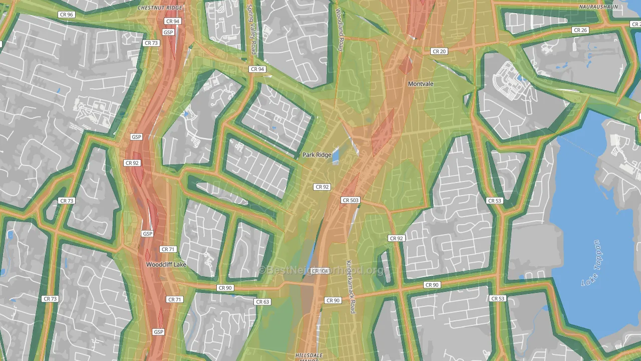 Park Ridge, NJ Map of Noise Levels in Park Ridge