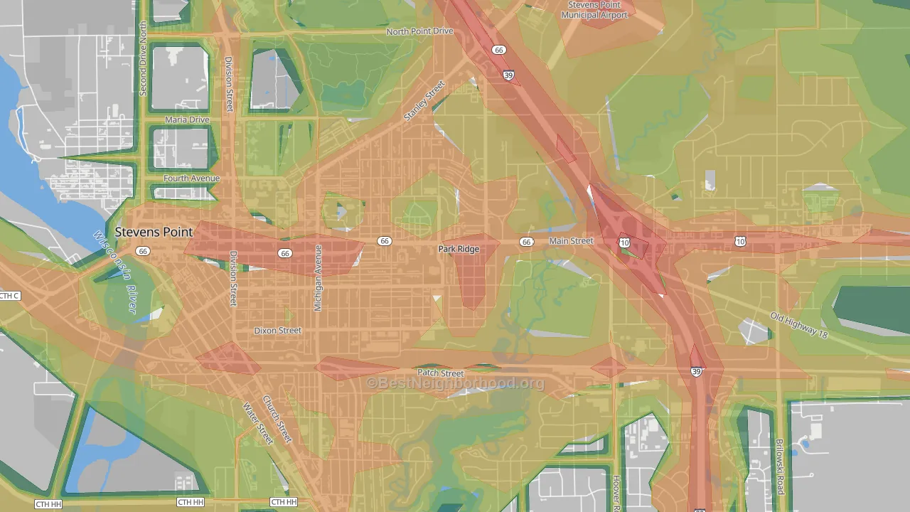 Park Ridge, WI Map of Noise Levels in Park Ridge
