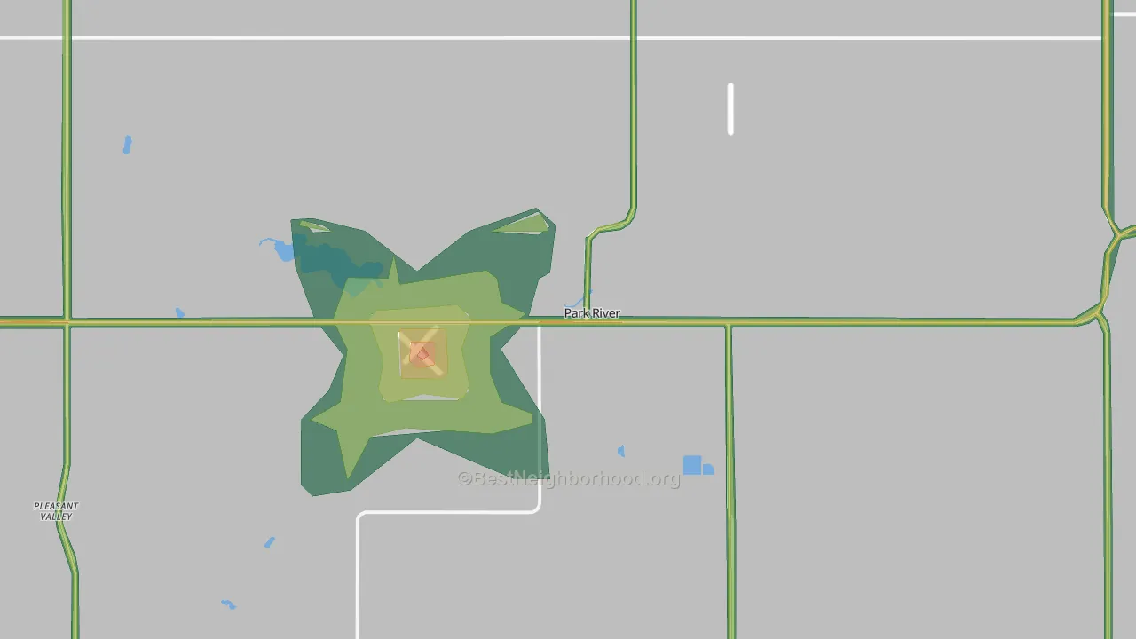 Park River, ND Map of Noise Levels in Park River