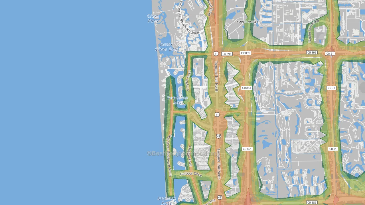 Park Shore, Naples, FL Map of Noise Levels in Park Shore