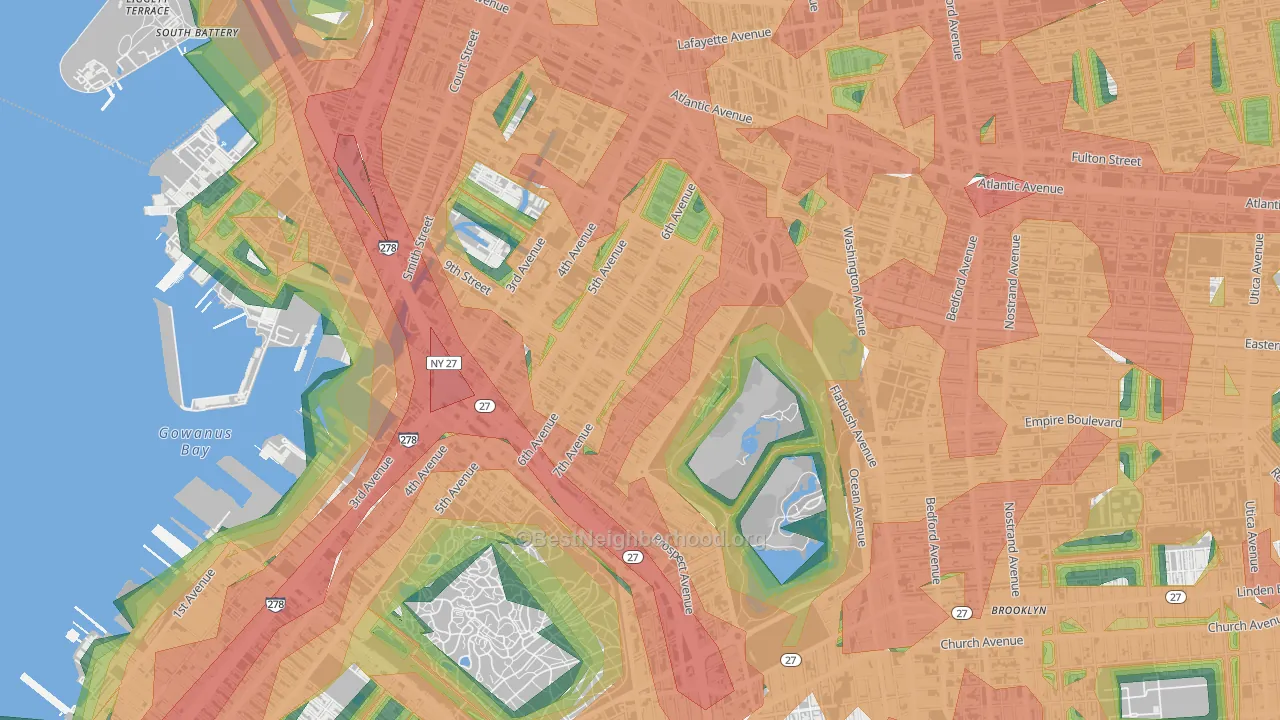 Park Slope, Brooklyn, NY Map of Noise Levels in Park Slope