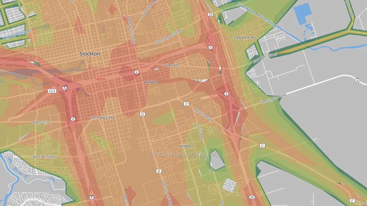 Park, Stockton, CA Map of Noise Levels in Park