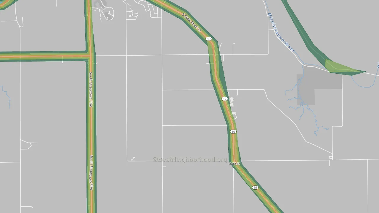 Park View Heights, IN Map of Noise Levels in Park View Heights