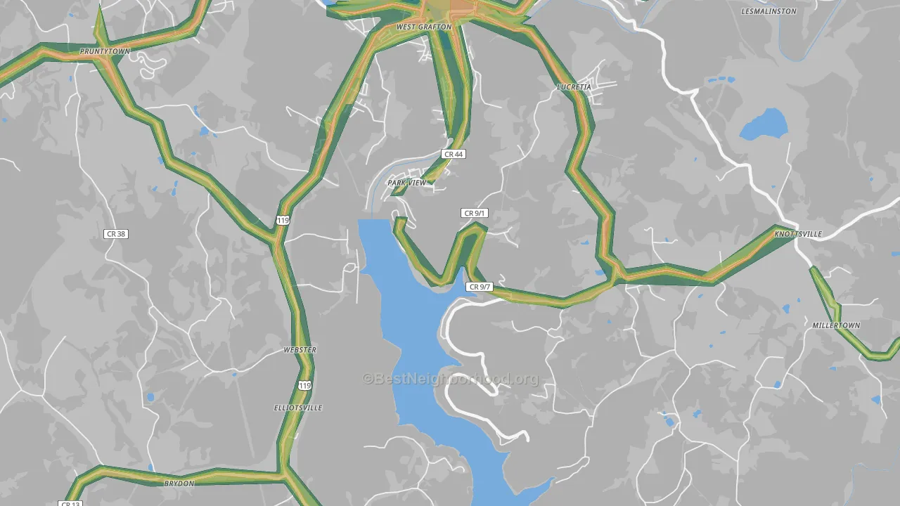 Park View, WV Map of Noise Levels in Park View