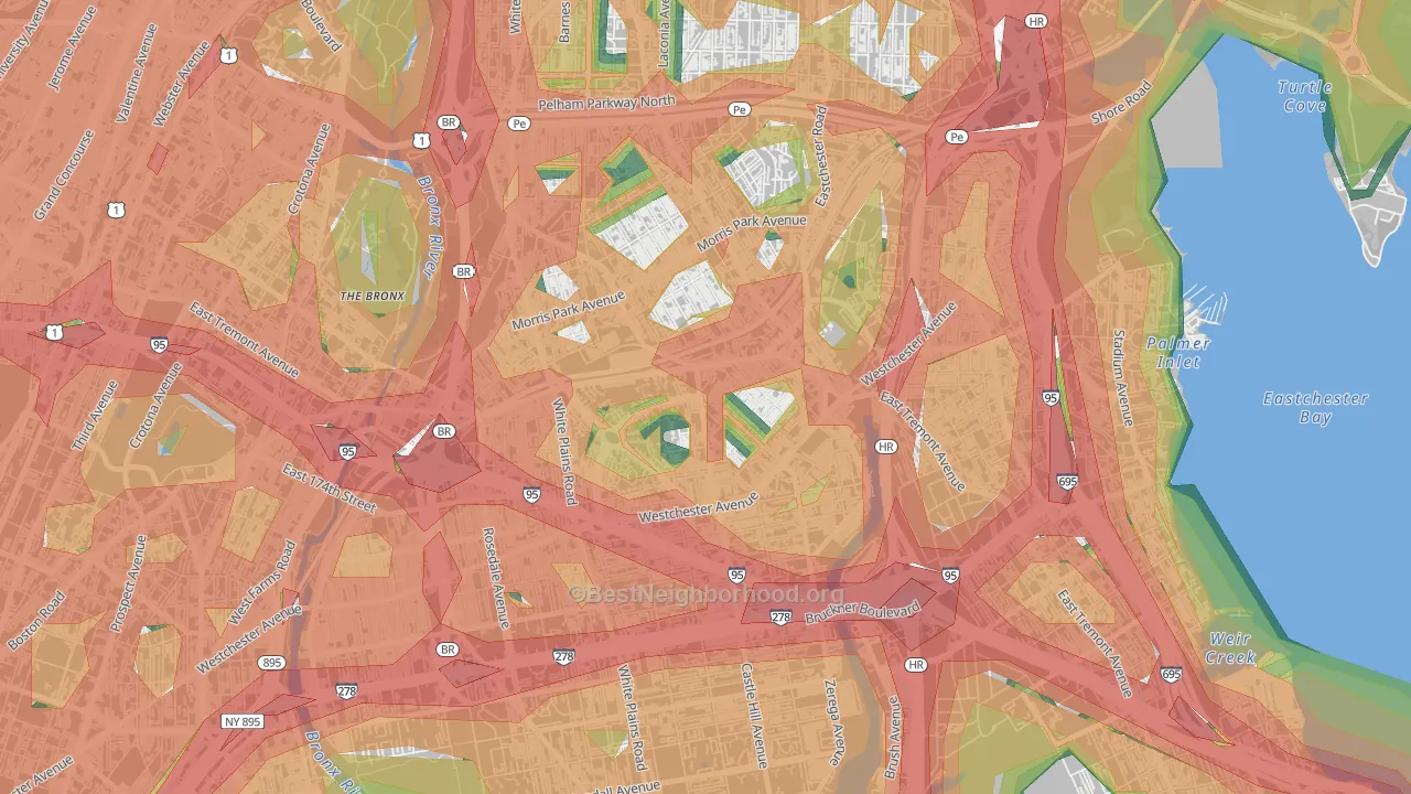 Parkchester, Bronx, NY Map of Noise Levels in Parkchester