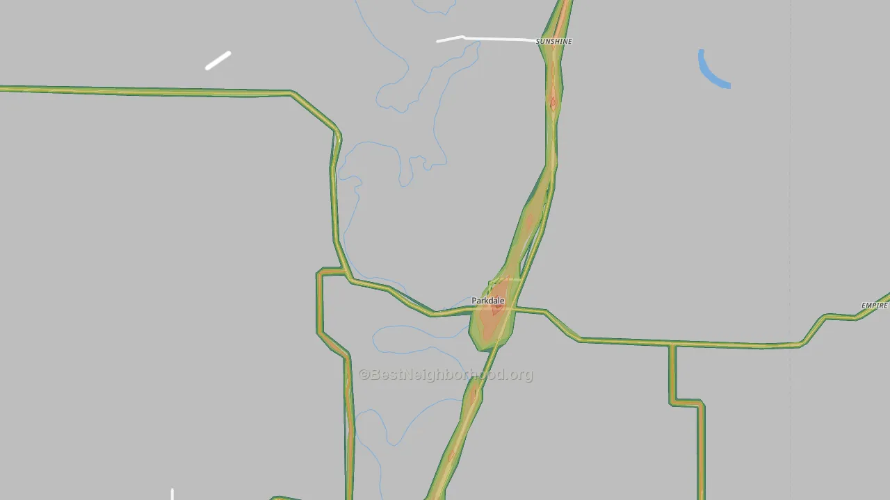 Parkdale, AR Map of Noise Levels in Parkdale