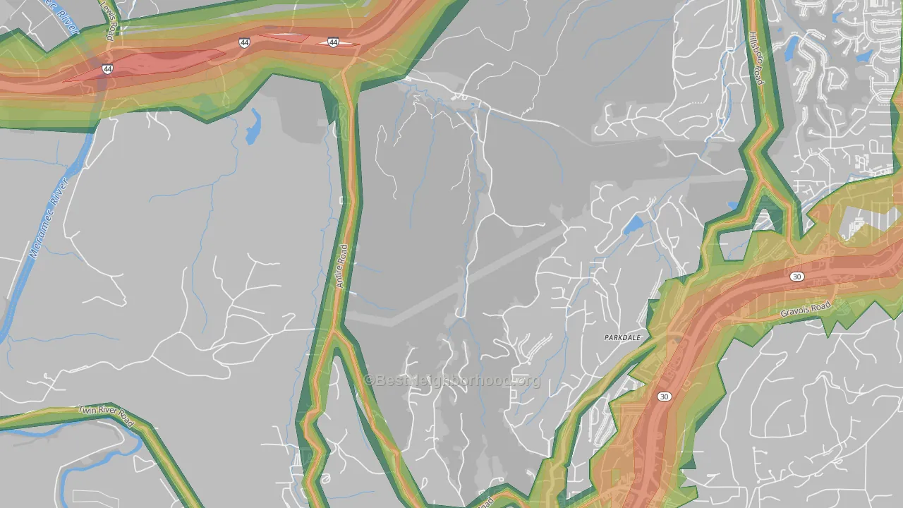 Parkdale, MO Map of Noise Levels in Parkdale