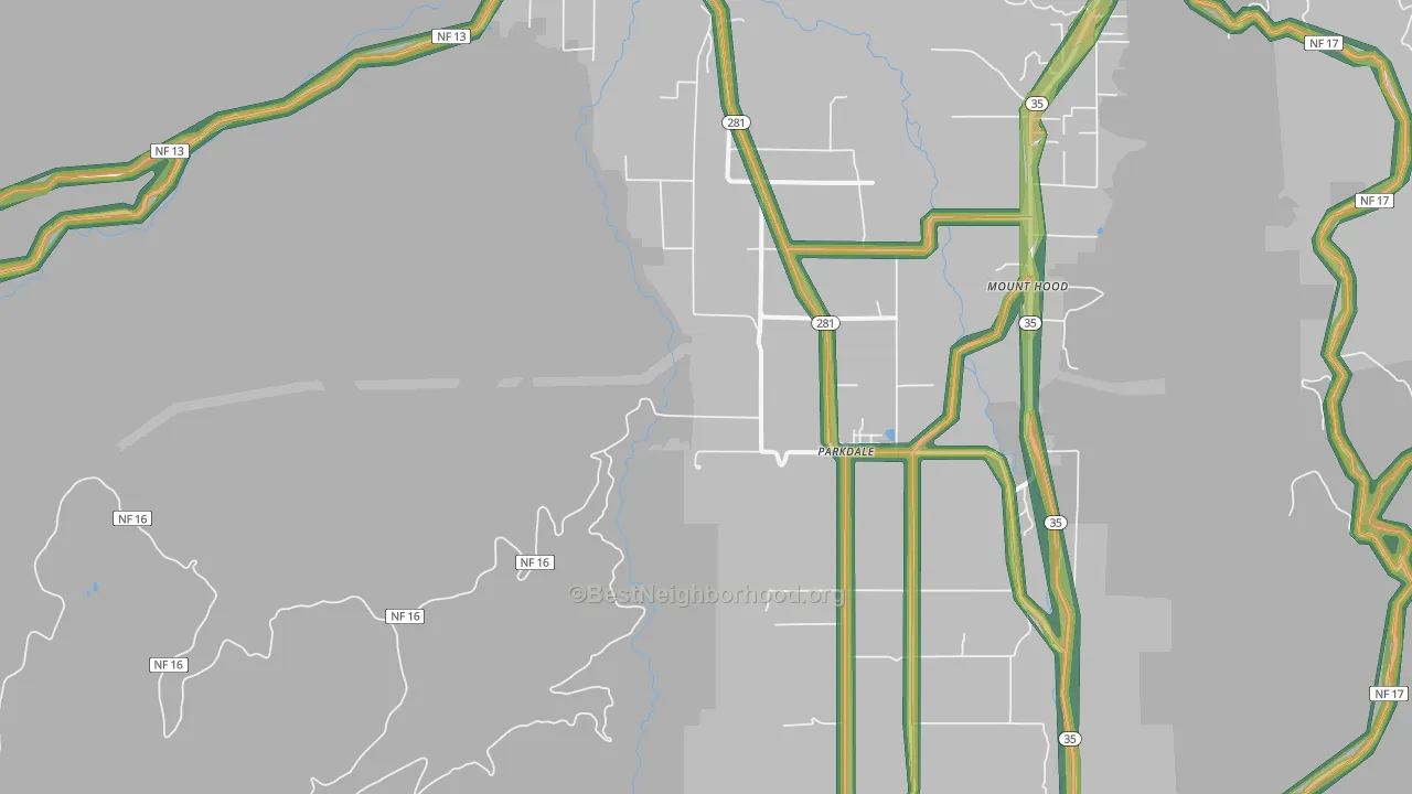 Parkdale, OR Map of Noise Levels in Parkdale