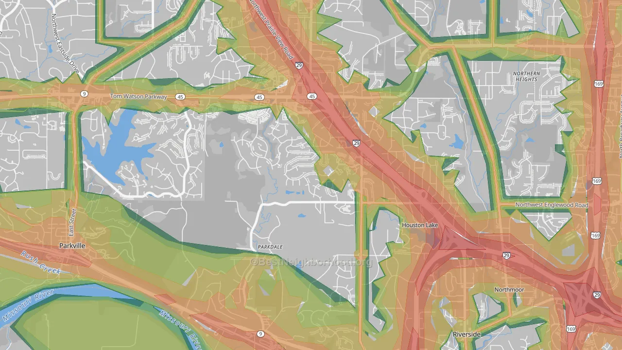Parkdale-Walden, Kansas City, MO Map of Noise Levels in Parkdale-Walden