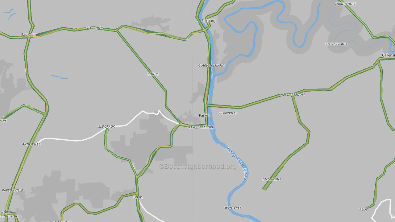 Parker, PA Map of Noise Levels in Parker