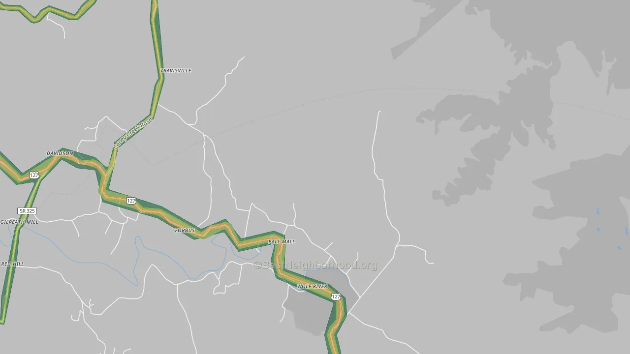 Parker, TN Map of Noise Levels in Parker