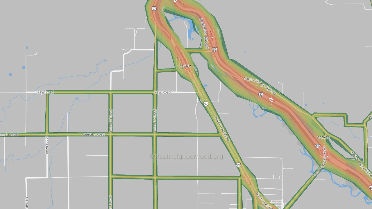 Parker, WA Map of Noise Levels in Parker