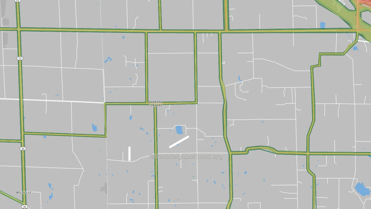 Parkers Corners, MI Map of Noise Levels in Parkers Corners