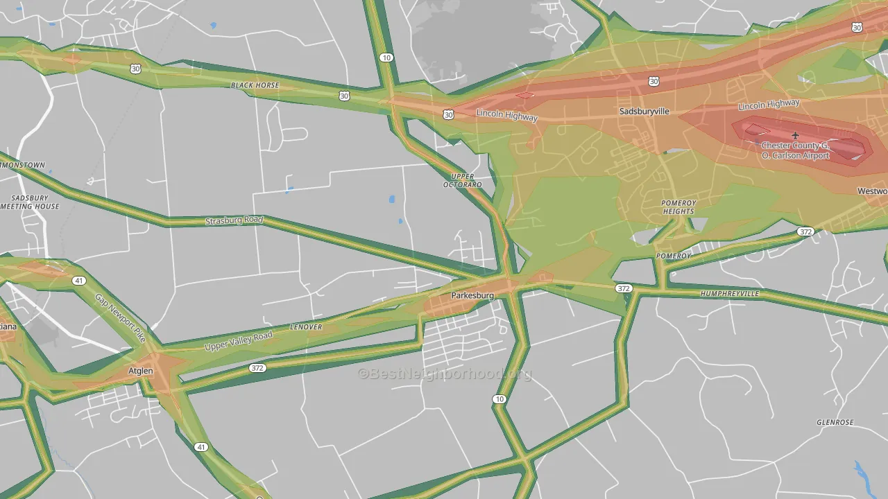 Parkesburg, PA Map of Noise Levels in Parkesburg