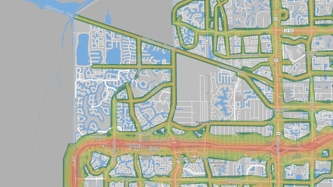 Parkland, FL Map of Noise Levels in Parkland