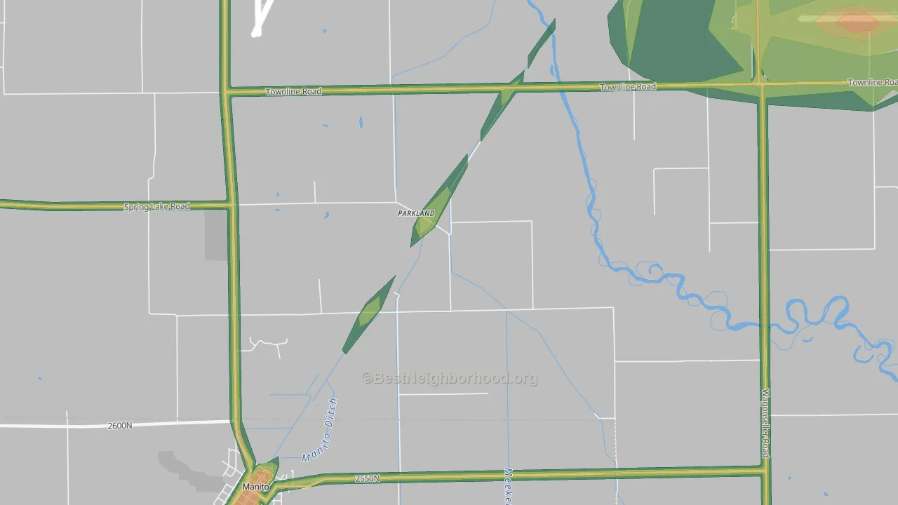 Parkland, IL Map of Noise Levels in Parkland