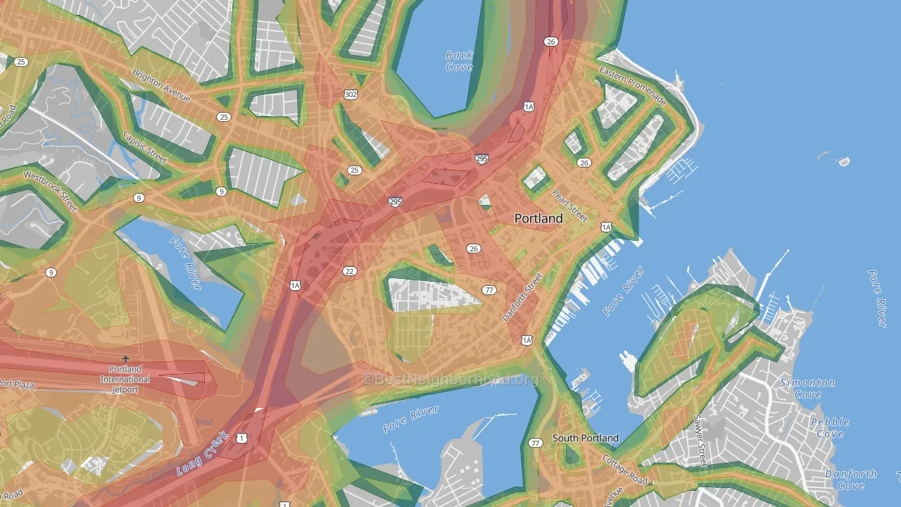 Parkside, Portland, ME Map of Noise Levels in Parkside