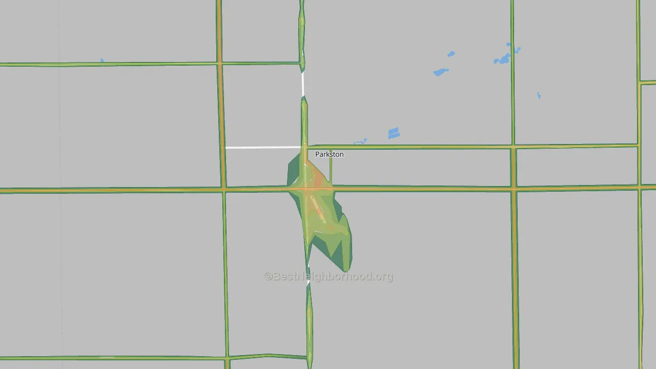 Parkston, SD Map of Noise Levels in Parkston