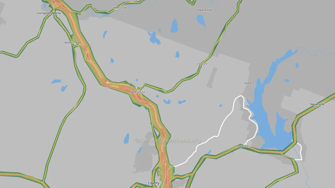 Parksville, NY Map of Noise Levels in Parksville