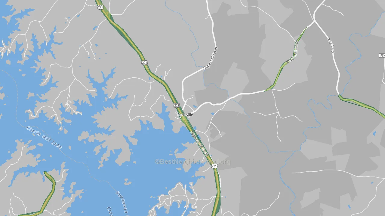 Parksville, SC Map of Noise Levels in Parksville