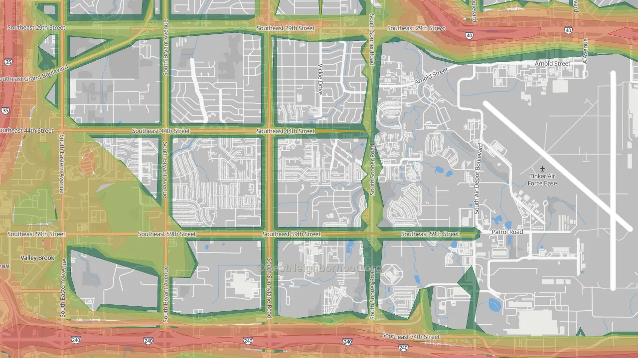Parkview, Oklahoma City, OK Map of Noise Levels in Parkview