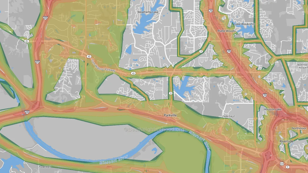 Parkville, MO Map of Noise Levels in Parkville