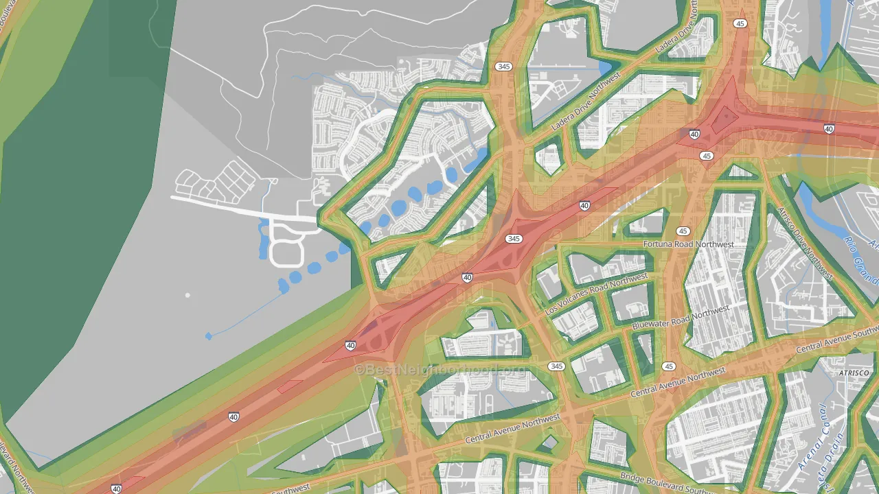 Parkway, Albuquerque, NM Map of Noise Levels in Parkway
