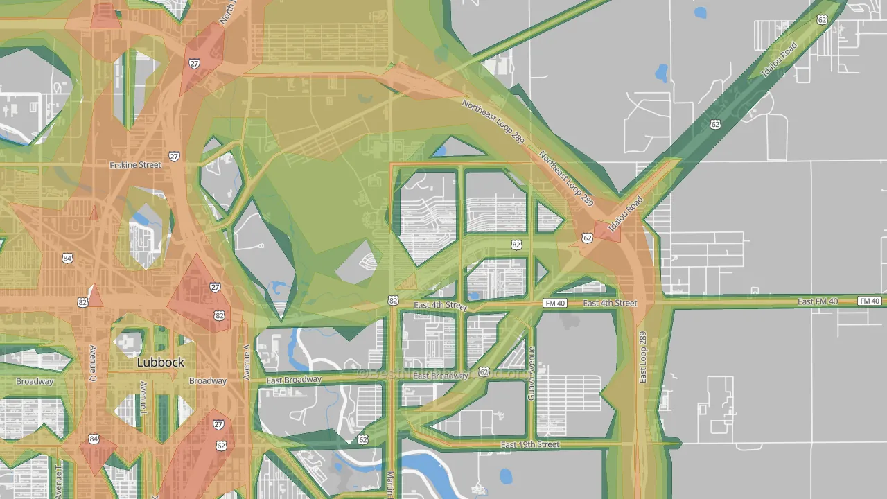Parkway and Cherry Point, Lubbock, TX Map of Noise Levels in Parkway and Cherry Point