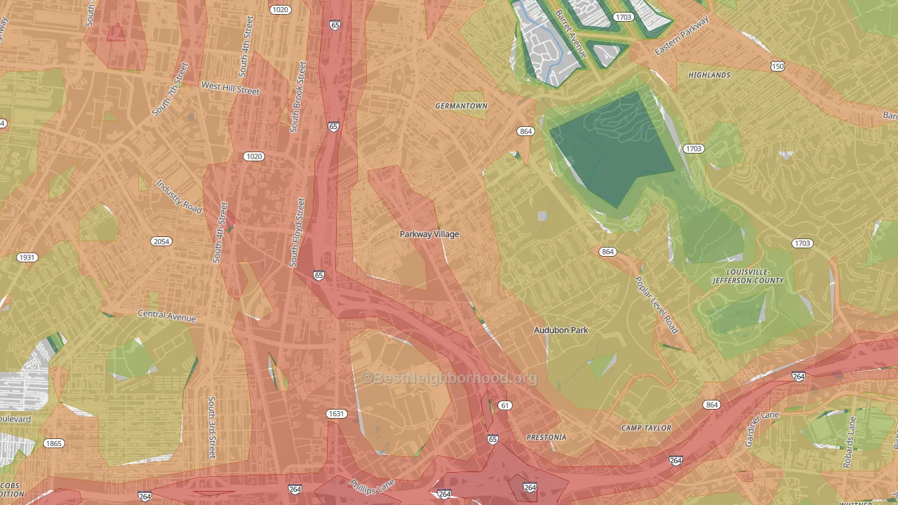 Parkway Village, KY Map of Noise Levels in Parkway Village