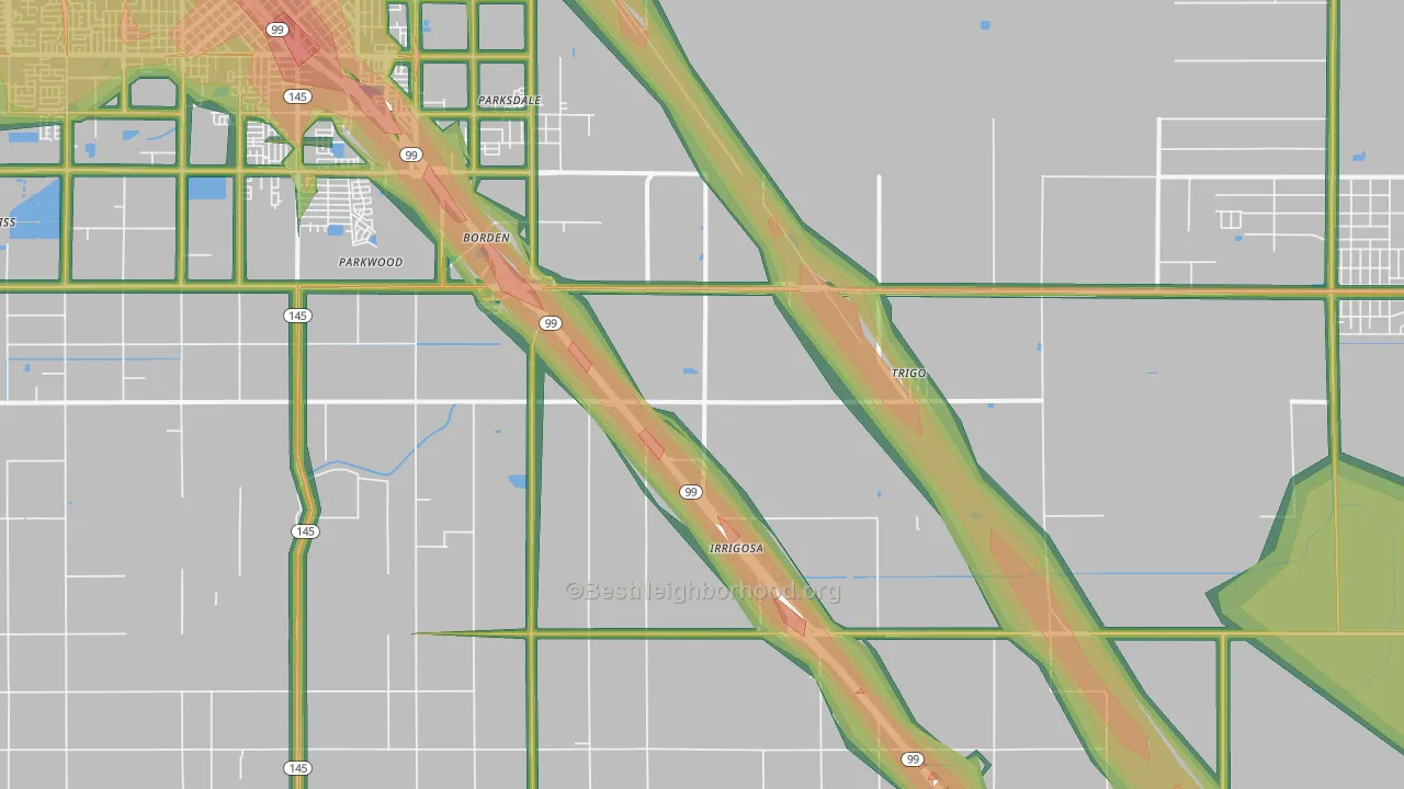 Parkwood, CA Map of Noise Levels in Parkwood