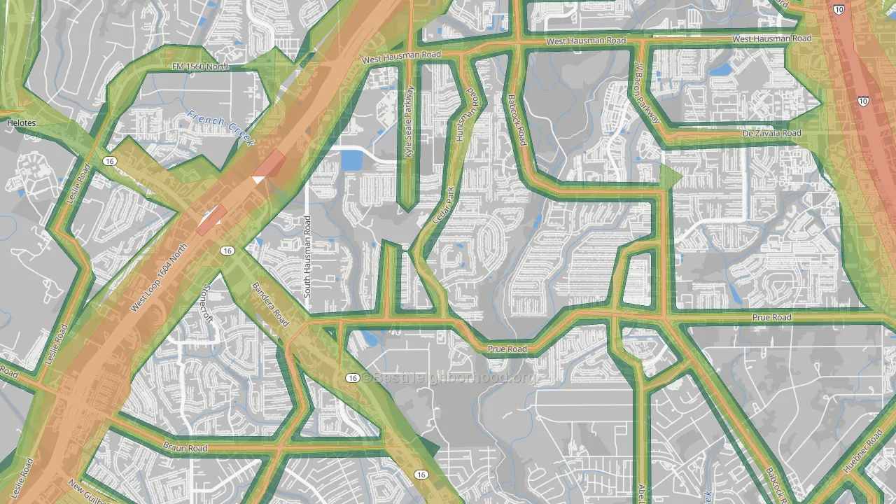 Parkwood Maintenance, San Antonio, TX Map of Noise Levels in Parkwood Maintenance