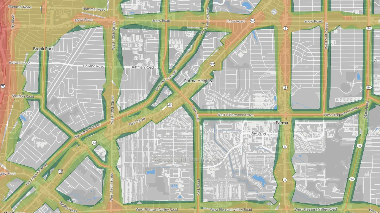 Parma Heights, OH Map of Noise Levels in Parma Heights