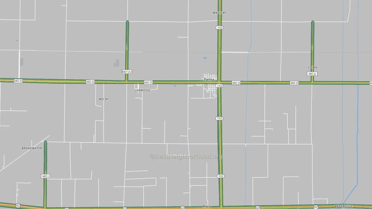 Parma, MO Map of Noise Levels in Parma
