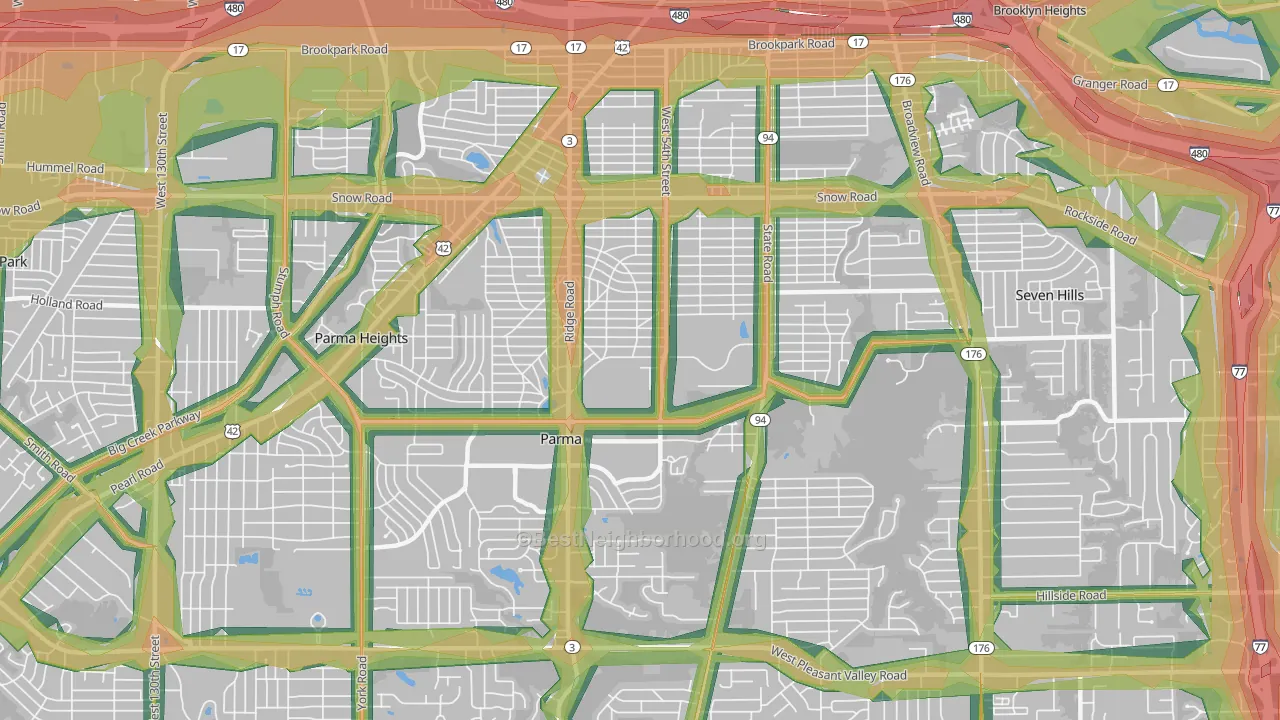 Parma, OH Map of Noise Levels in Parma