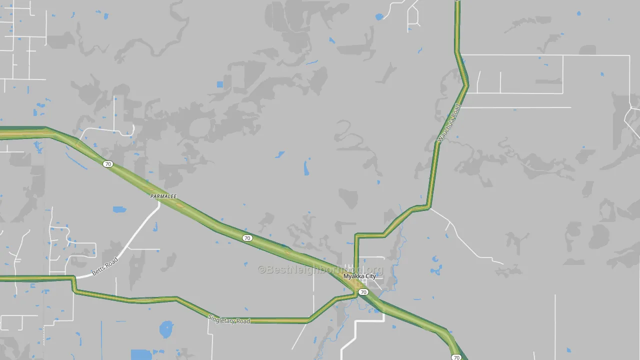Parmalee, FL Map of Noise Levels in Parmalee