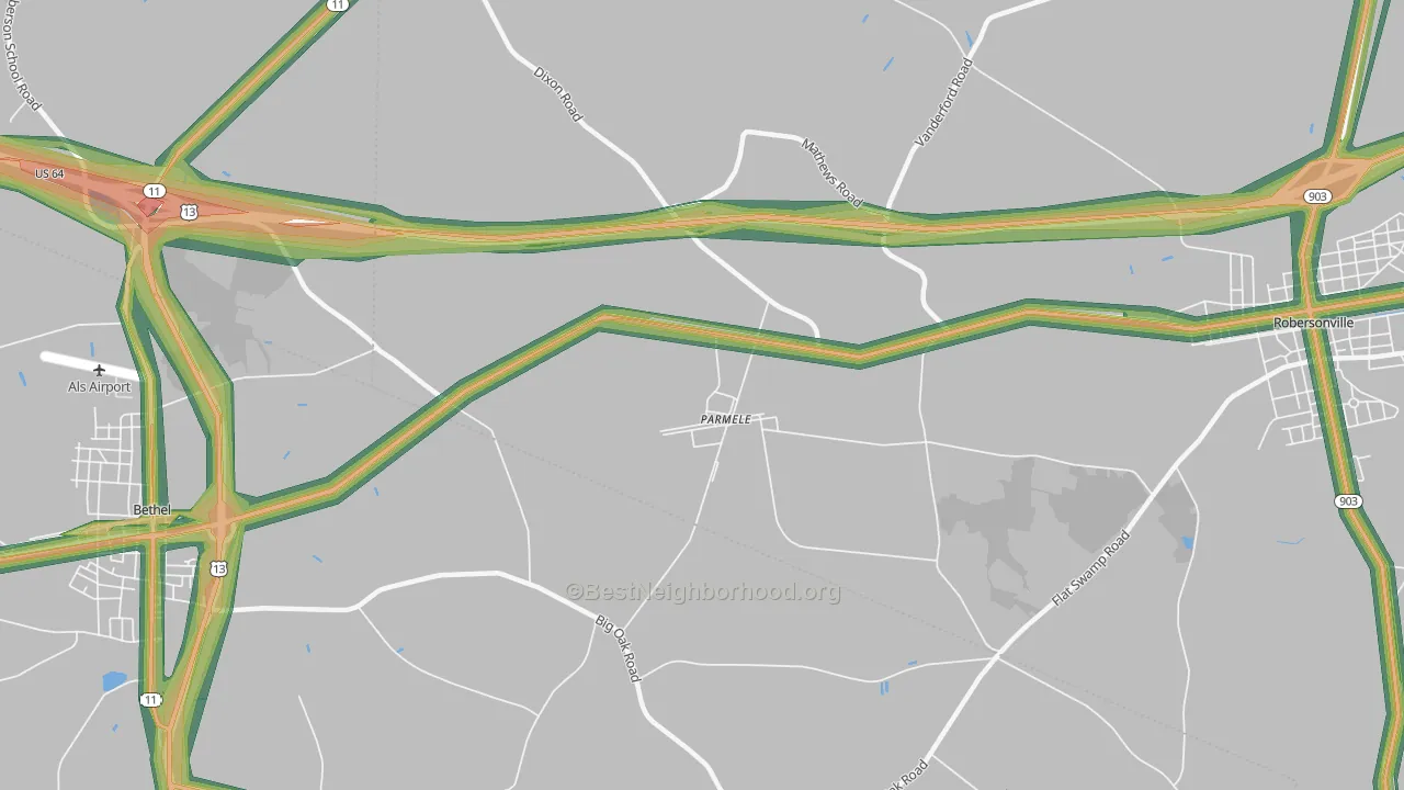 Parmele, NC Map of Noise Levels in Parmele