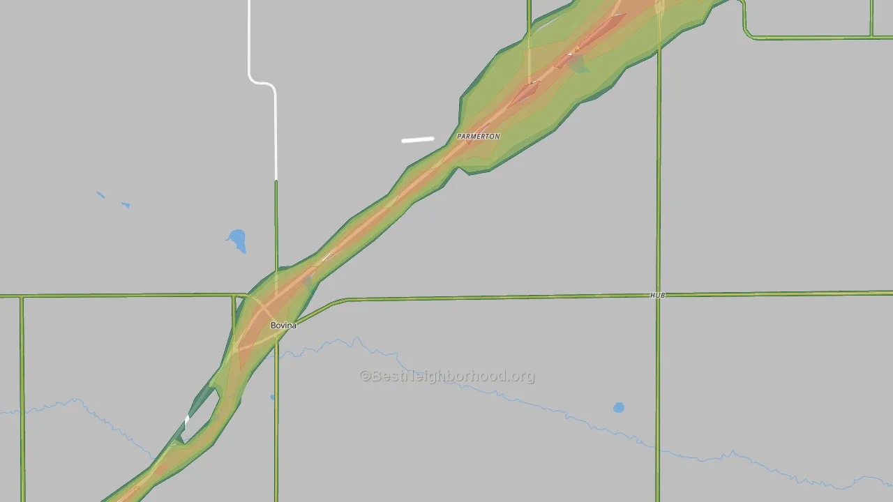 Parmer County, TX Map of Noise Levels in Parmer County