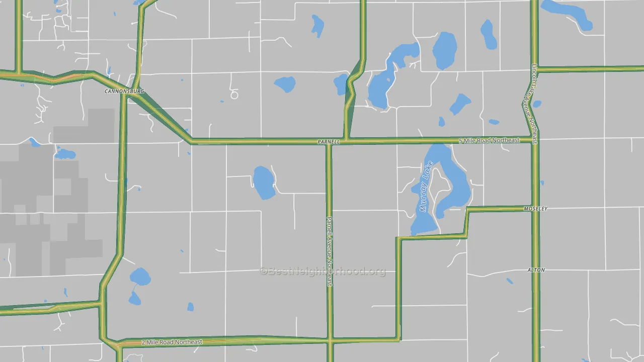 Parnell, MI Map of Noise Levels in Parnell