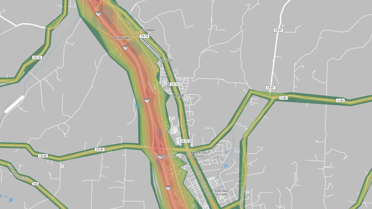 Parral, OH Map of Noise Levels in Parral