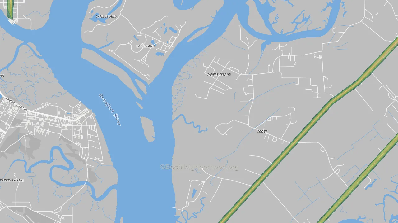 Parris Island, SC Map of Noise Levels in Parris Island