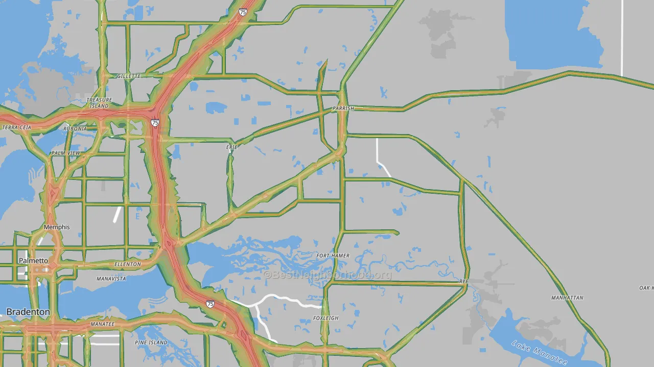 Parrish, FL Map of Noise Levels in Parrish