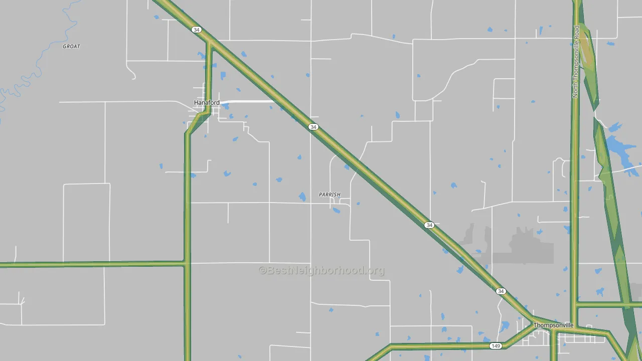 Parrish, IL Map of Noise Levels in Parrish