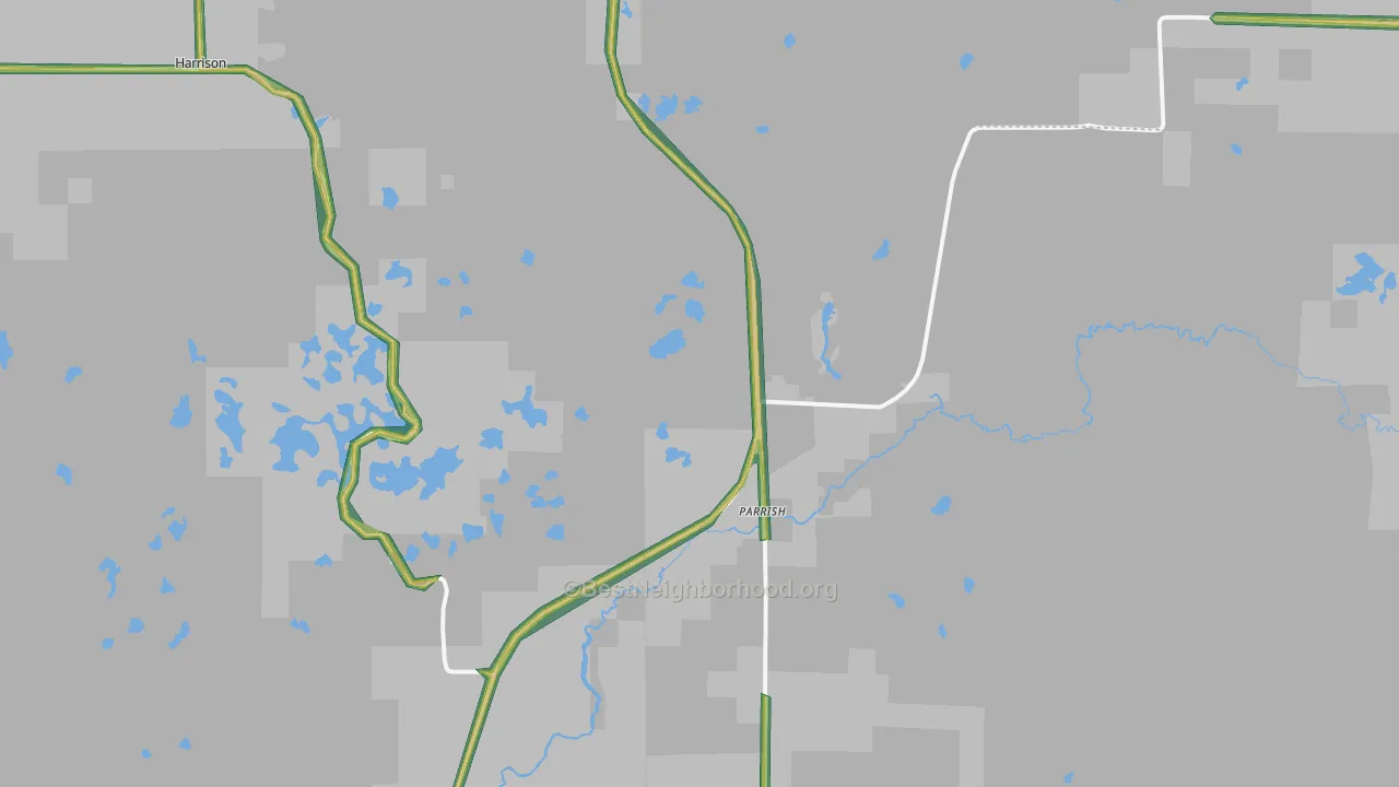 Parrish, WI Map of Noise Levels in Parrish