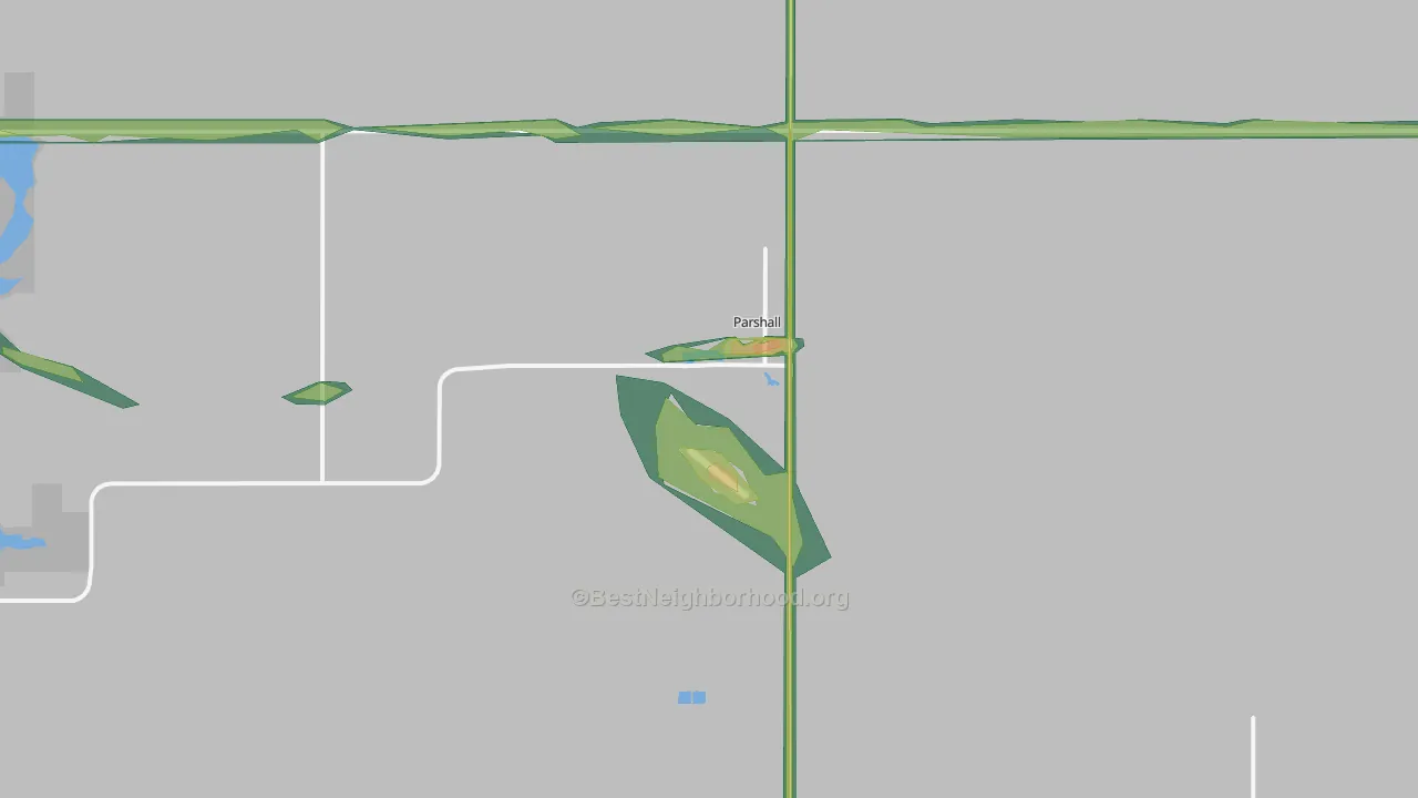 Parshall, ND Map of Noise Levels in Parshall