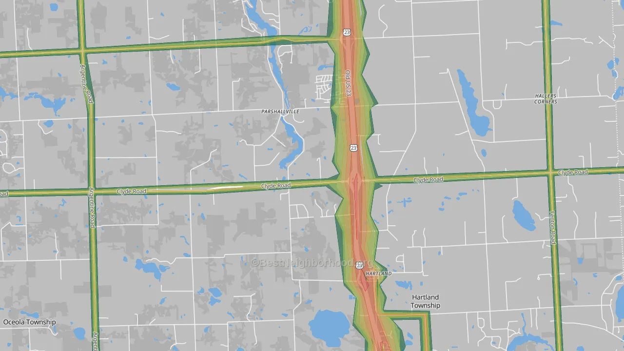 Parshallville, MI Map of Noise Levels in Parshallville