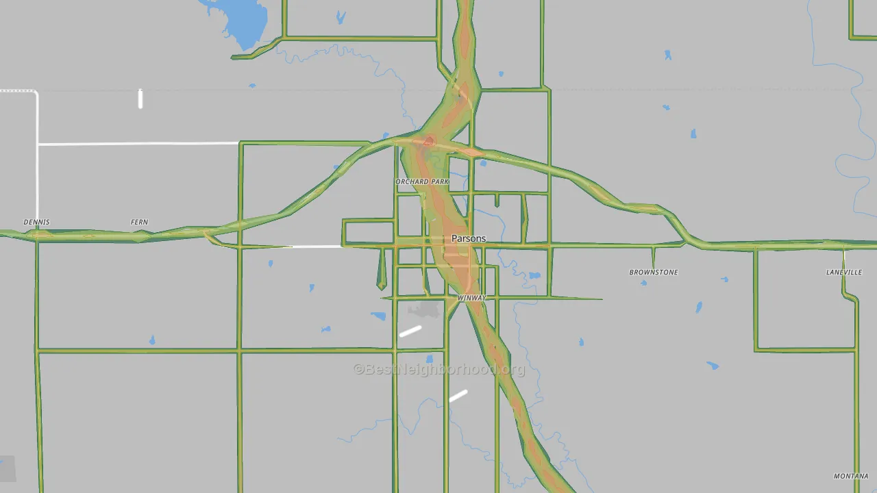 Parsons, KS Map of Noise Levels in Parsons