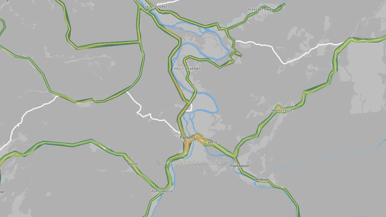 Parsons, WV Map of Noise Levels in Parsons