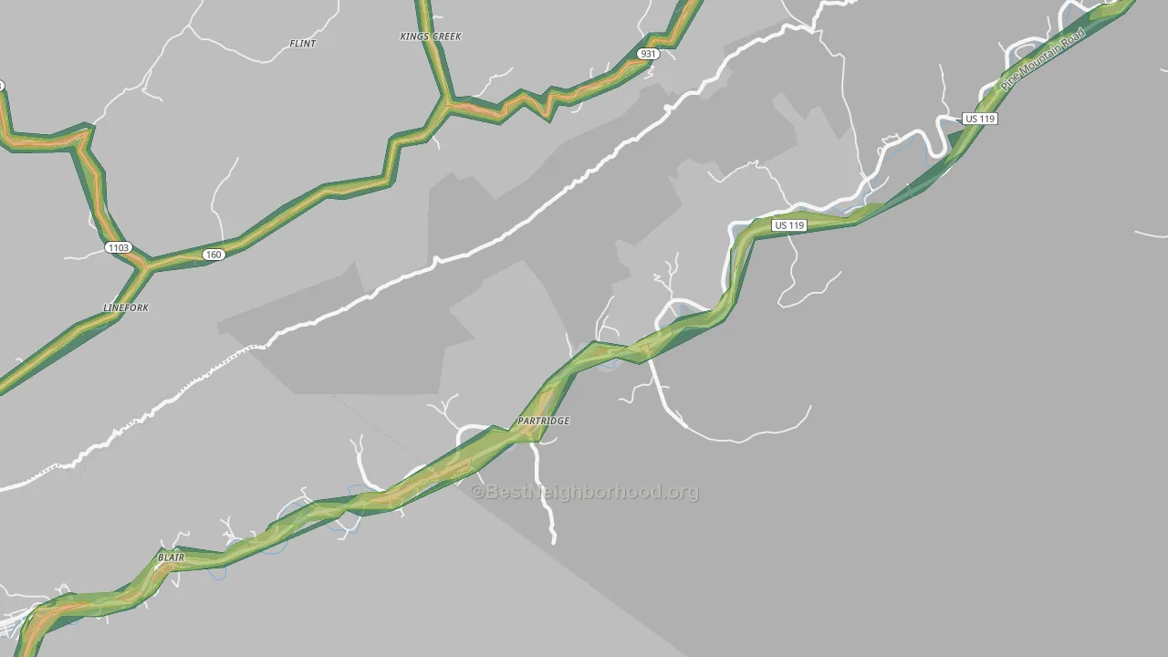 Partridge, KY Map of Noise Levels in Partridge